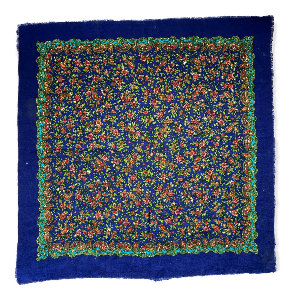 Vintage Paisley Floral Raw Edge Scarf